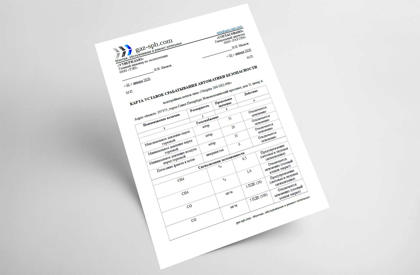 Журнал проверки автоматики безопасности газовой котельной образец