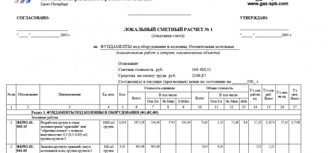 Смета на фундаменты под оборудование котельной - gaz-spb.com